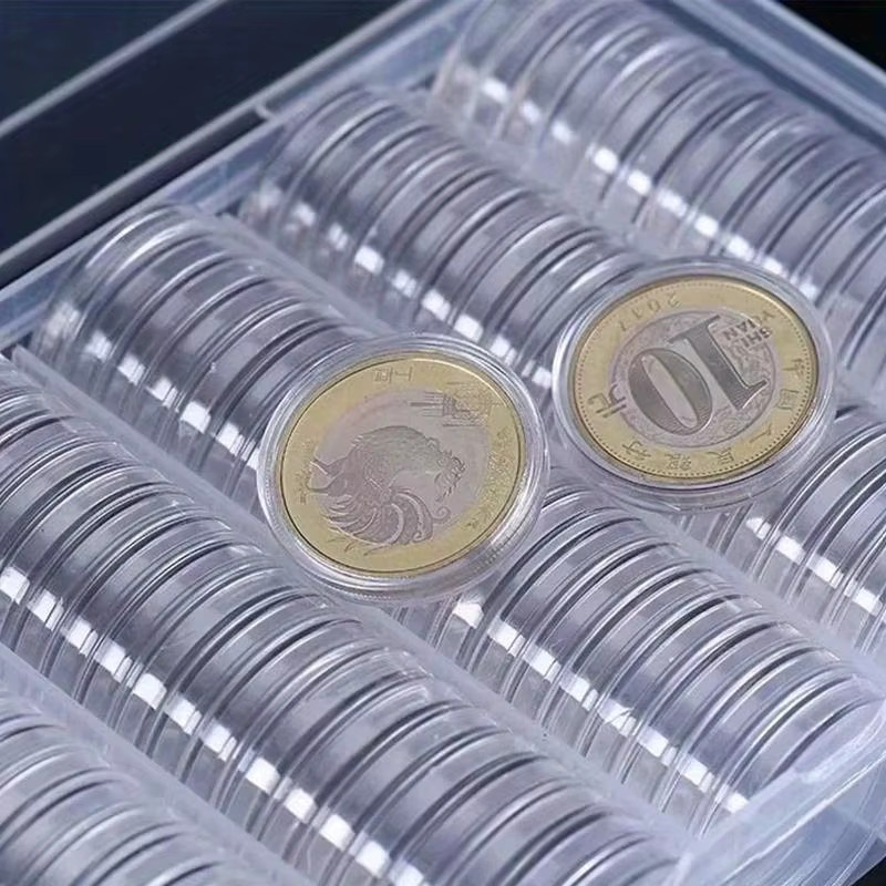 100 Stück Münzkapseln aus Kunststoff in Transparent, runde Aufbewahrungskapseln für Münzen mit 27 mm Durchmesser - Bild 4