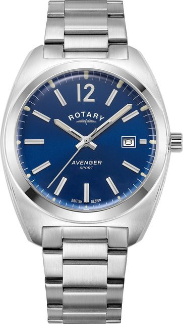 Rotary Avenger Herrenuhr, Quarz, Edelstahl, Blau, 38 mm, 5 ATM - Bild 1