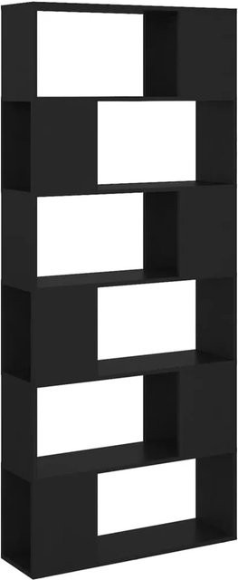 vidaXL Bücherregal Raumteiler Schwarz aus MDF, B/T/H: 80 x 24 x 186 cm - Bild 1