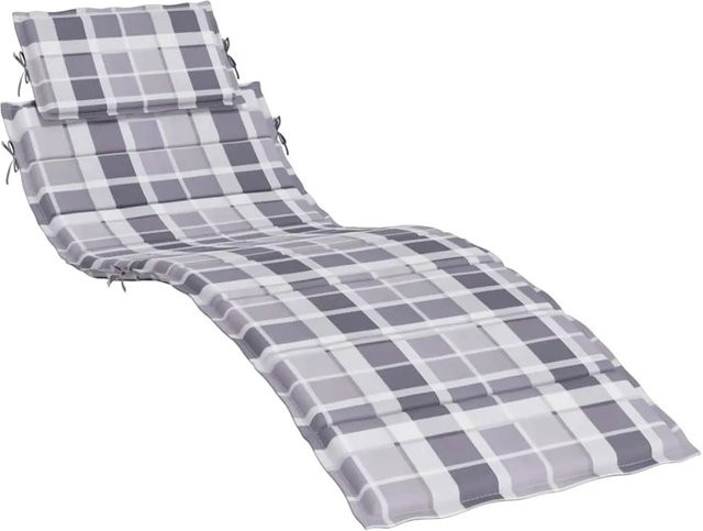 vidaXL Sonnenliegen-Auflage Grau Karomuster aus Oxford-Gewebe, B/T/H: 186 x 58 x 4 cm - Bild 1