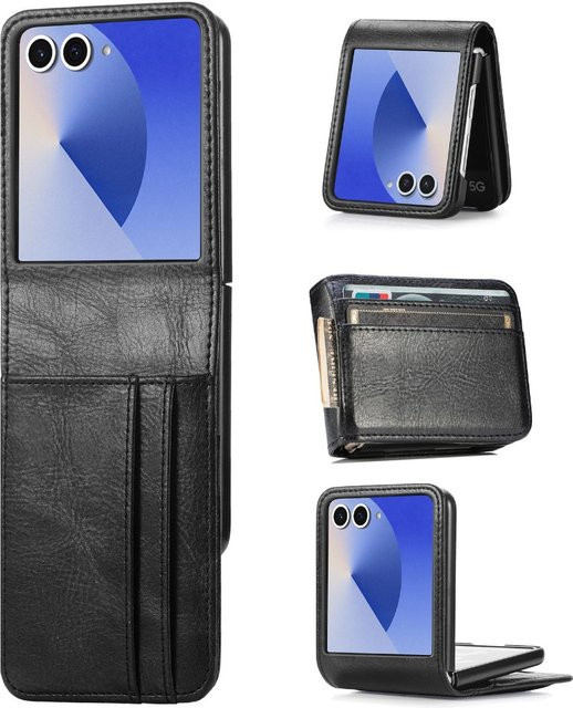 Brieftaschen-Handyhülle mit Kartensteckplatz und Scharnierschutz für Samsung Galaxy Z Flip 7, 6, 5, 4, 3 5G in Pink - Bild 1