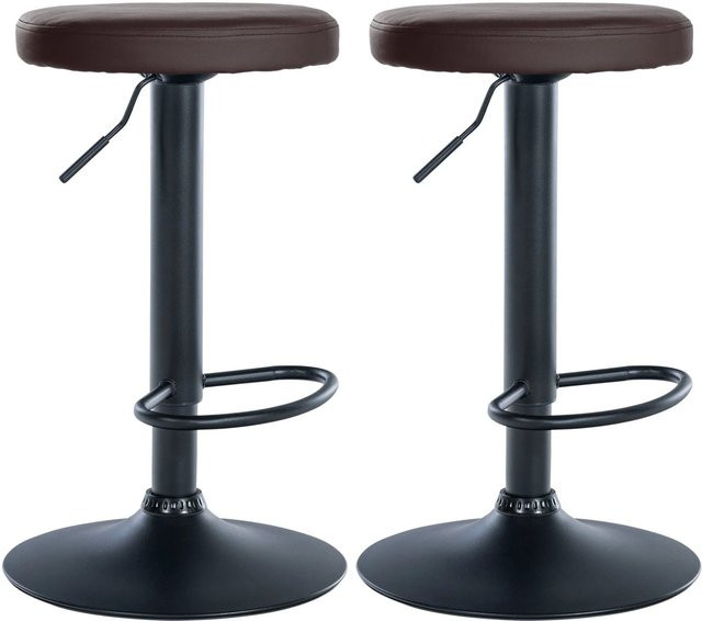 2er Set DELUKE Barhocker KAZON aus Kunstleder in Braun und Schwarz, höhenverstellbar und drehbar, B/T/H: 38,5 x 38,5 x 60 cm - Bild 1
