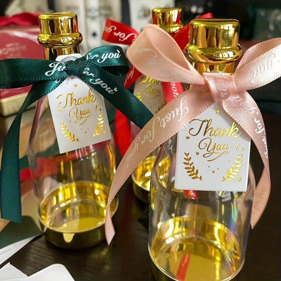 12 Stück Champagnerflaschen-Süßigkeitsschachteln aus Kunststoff in Rot und Transparent für Hochzeiten, Geburtstage und Partys - Bild 2