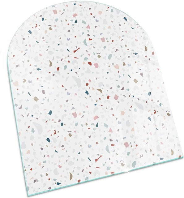 Tulup Glasplatte für Kaminöfen in Weiß mit Muster, Halbkreis, B: 80 cm, T: 70 cm - Bild 1