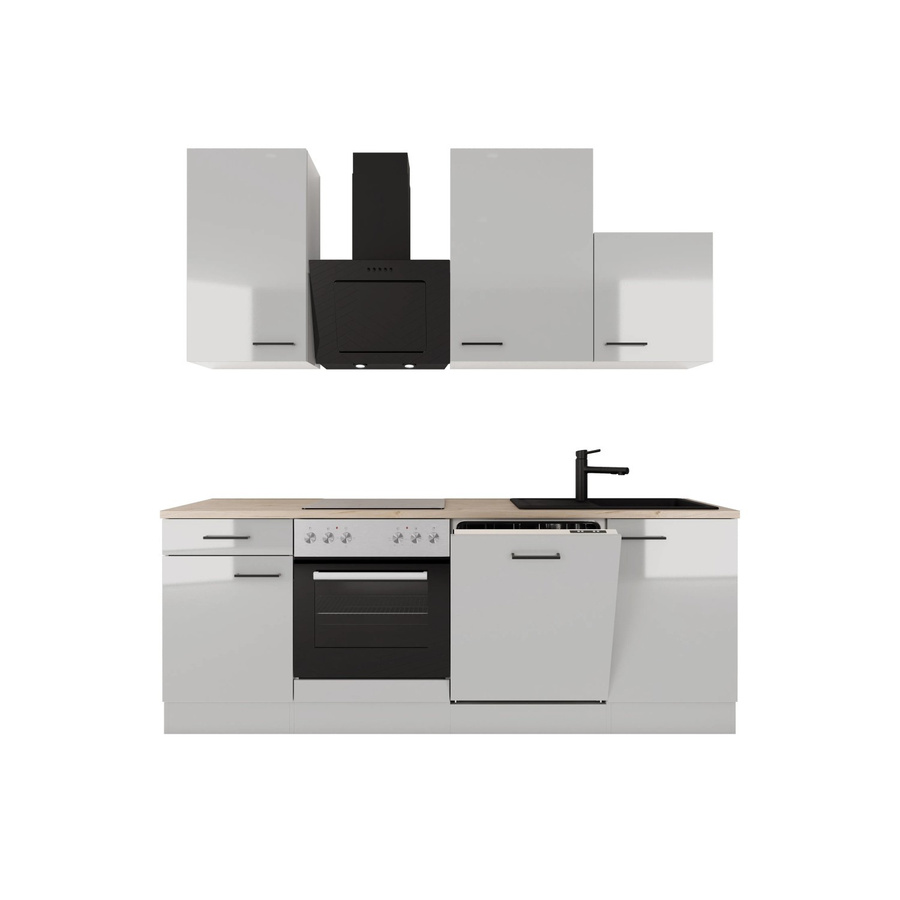 Flex-Well Exclusiv Küche Lund 1701-017sWs Lichtgrau glänzend-Rauchgrau Breite: 220 cm, Tiefe: 57 cm, Höhe: 4 cm - Bild 2