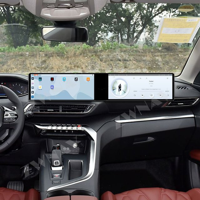 ZWNAV Android 13 Autoradio mit zwei 12,3-Zoll-Bildschirmen für Peugeot 4008 5008 3008 2016 - 2022, 8 GB RAM + 128 GB Speicher, Wireless GPS Stereo Multimedia Player, Schwarz - Bild 1