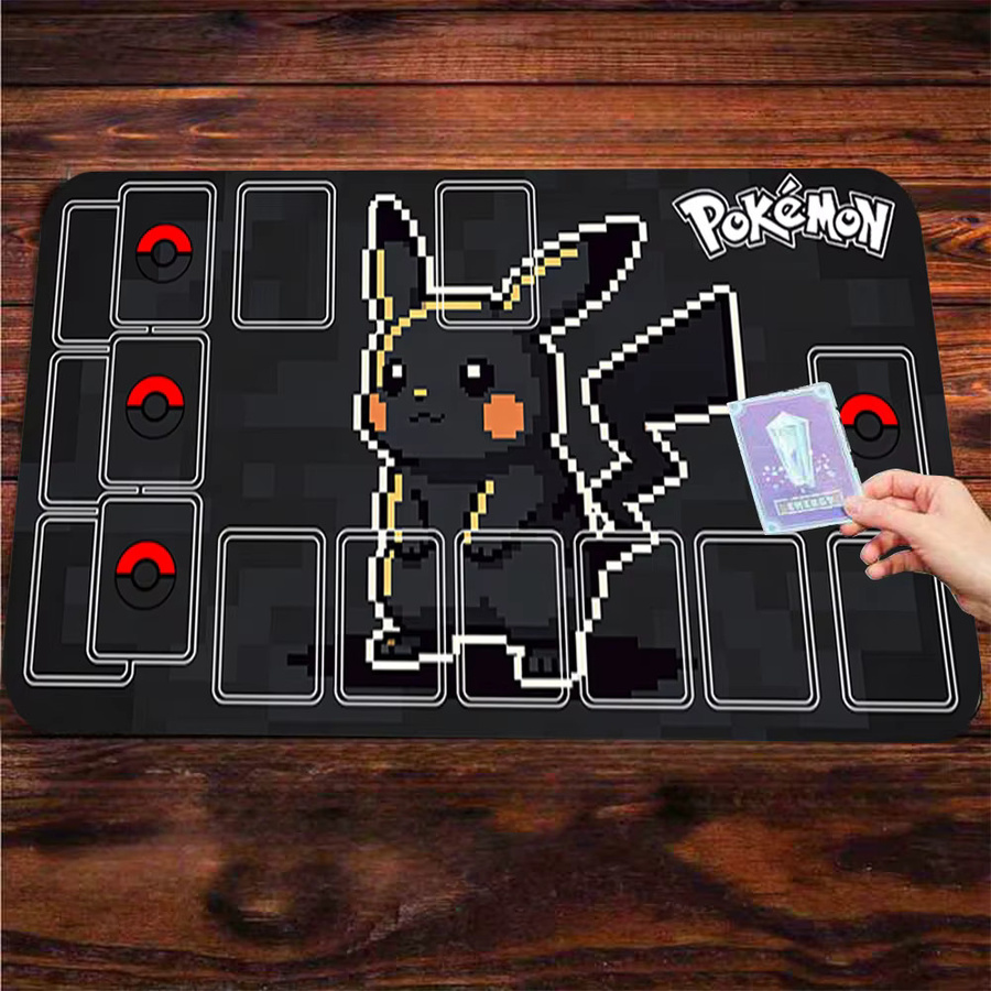 Potdemiel Pokemon Pixel Art Pikachu Gaming-Mauspad, schwarze Retro-Schreibtischunterlage für Gamer und Büro - Bild 3