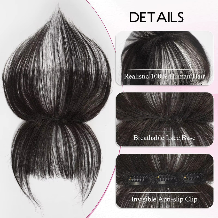 HAIRCUBE Clip-in-Air-Wispy-Fransen aus 100 % Echthaar, Schwarz, Damen - Bild 4