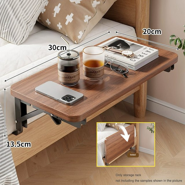 Faltbarer Organizer als aufsteckbares Nachttischregal für Etagenbetten in Gelb und Braun, B/T/H: 30,0 x 11,0 cm - Bild 1
