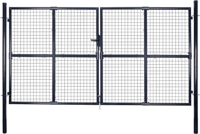 vidaXL Gitter-Gartentor aus verzinktem Stahl in Grau, Breite: 306 cm, Höhe: 200 cm - Bild 1