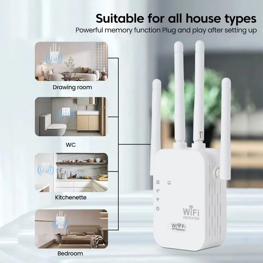 PHONEPACE WLAN-Repeater 300Mbps Wi-Fi 4 Signalverstärker 2,4G Single-Band in Weiß - Bild 2