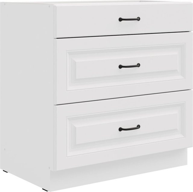 Küchen Unterschrank Stilo Weiß mit Vollauszug und Soft-Close, Breite: 80 cm - Bild 1