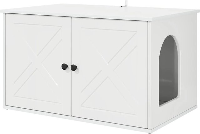 vidaXL Katzenhaus aus Holzwerkstoff in Hochglanz Weiß, B/T/H: 85 x 55 x 50 cm - Bild 1
