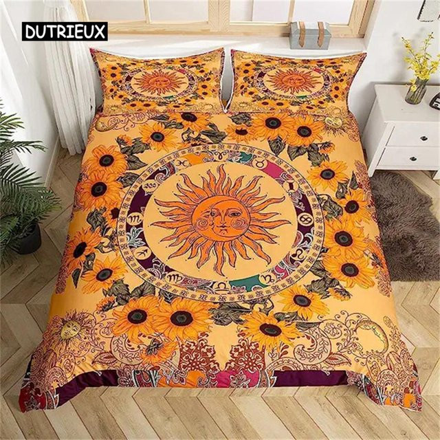 Bettwäsche Set Binchi Outdoor Product im Boho Stil mit Sonnenblumen und Mandala Design, Gelb und Mehrfarbig, B/H: 135 x 200 cm - Bild 1