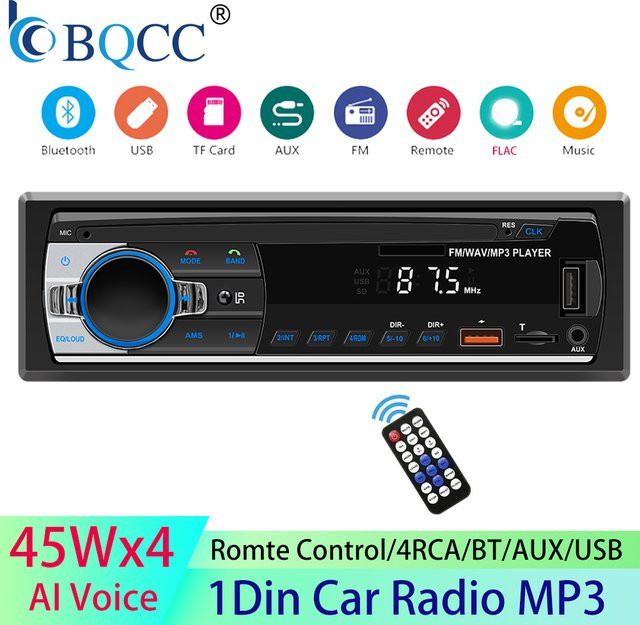 BQCC Autoradio Stereo-Player mit Bluetooth, MP3, USB und AUX-Eingang in Schwarz - Bild 1