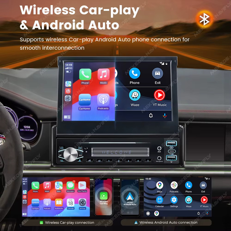 NAVIFANS Multimedia Autoradio mit 7 Zoll HD Touchscreen, DAB, Carplay, Android Auto und MirrorLink in Schwarz - Bild 2