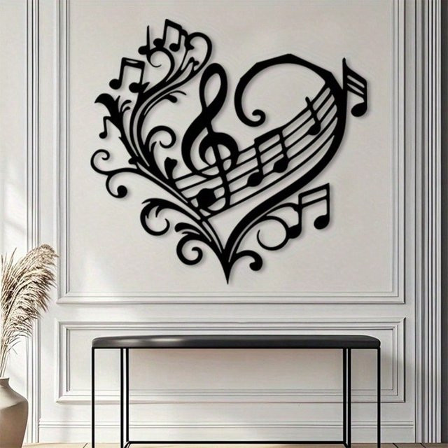 CIFBUY Vintage Symphonie Herz Wanddekoration aus Metall in Schwarz - Bild 1