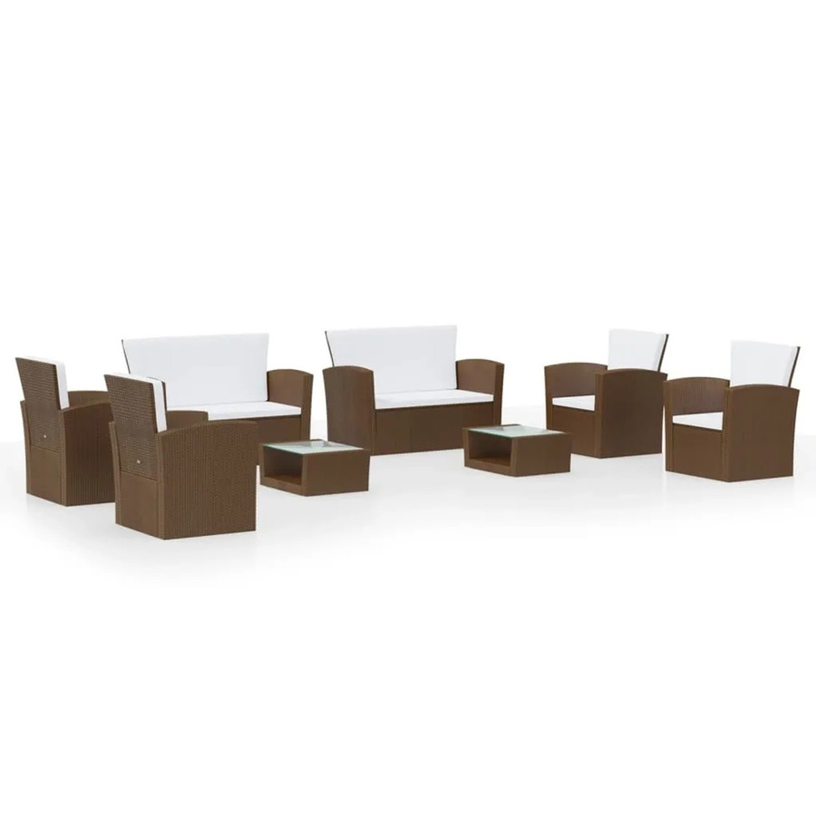 vidaXL 8-tlg Garten-Lounge-Set aus Poly Rattan mit Auflagen in Braun Modell 25 - Bild 2