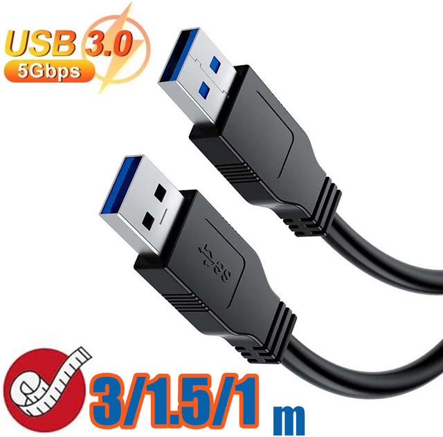 VBDWRM USB 3.0 Kabel Typ A auf Typ A in Schwarz für Kamera, USB-Hub und Lüfter - Bild 1