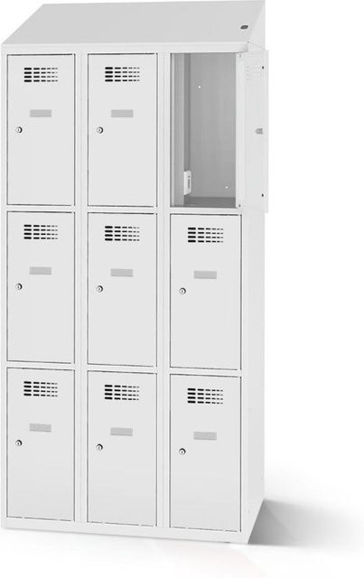 rotstahl Fächerschrank mit Ladefunktion und 9 Fächern in Hellgrau, B: 90 cm, H: 200 cm - Bild 1
