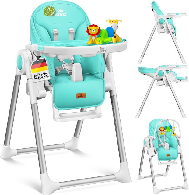 KIDIZ 3in1 Hochstuhl mit Spielbügel und Babyliege, höhenverstellbarer Kombihochstuhl mit verstellbarer Rückenlehne, mitwachsender Babyhochsitz für Babys und Kinder - Bild 1