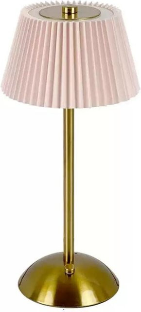 Wiederaufladbare LED-Tischleuchte von Fantastic House aus Metall mit Stoffschirm in Rosa, dimmbar und kabellos mit Touch-Funktion - Bild 1