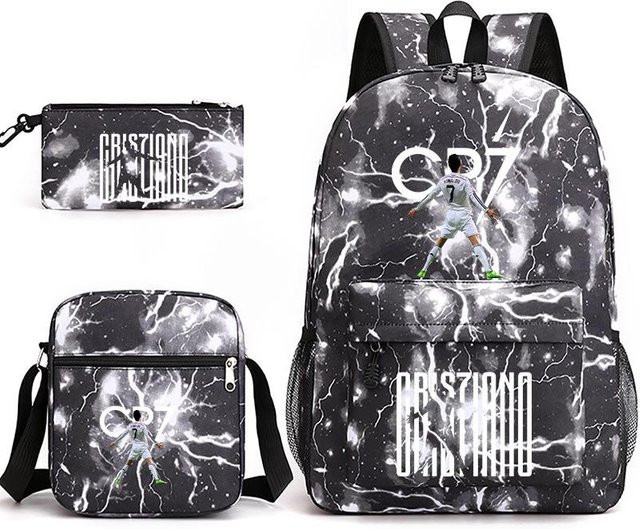 3-teiliges Schulrucksack-Set in Schwarz aus Oxford-Stoff mit großem Fassungsvermögen inklusive Federmäppchen und Schultergurt - Bild 1