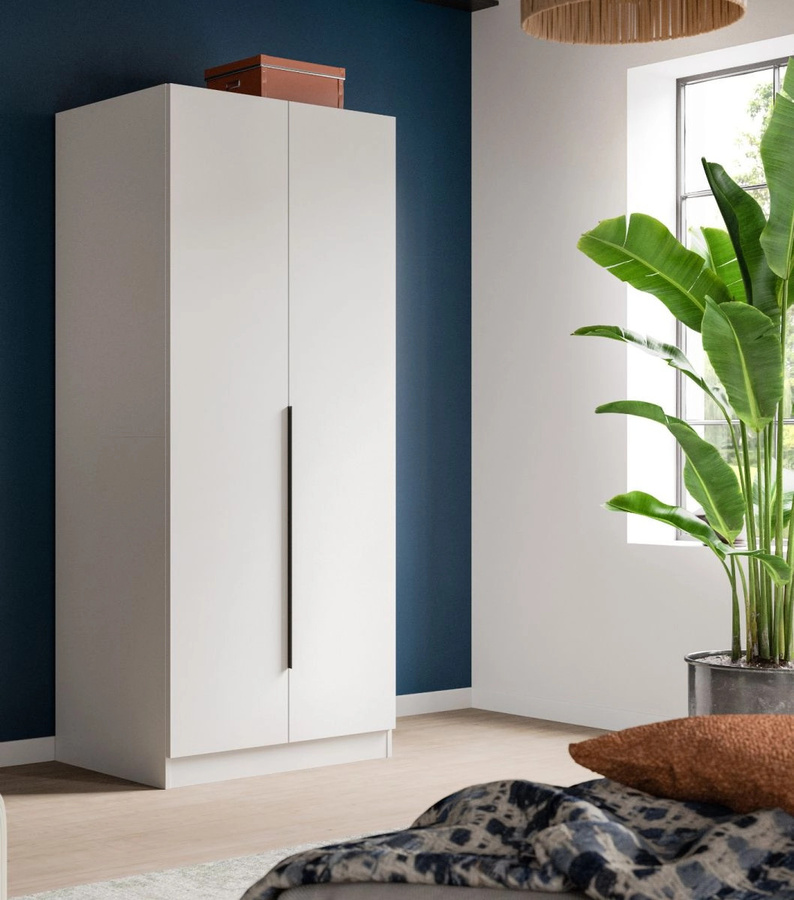 Kleiderschrank Swan 2-türig in Weiß, modern und matt, B/H: 80 x 181 cm - Bild 2