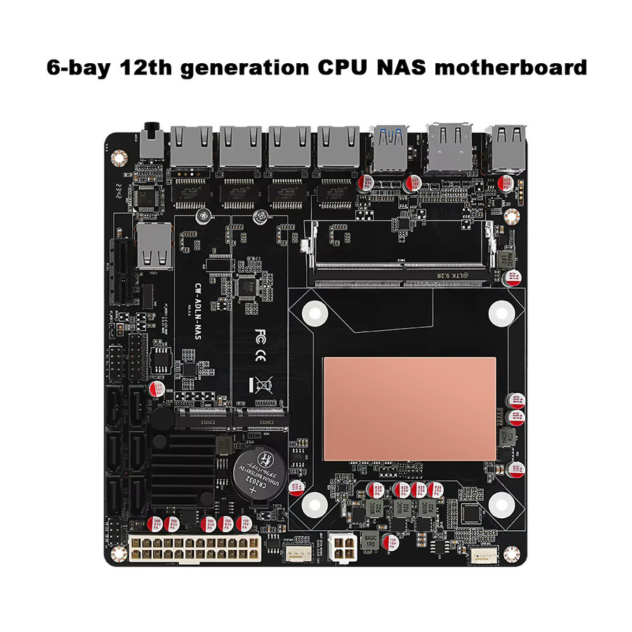 YiHESZ Mini-ITX NAS-Motherboard N100/N150 in Schwarz mit 4x 2,5G-Netzwerkkarte, 6x SATA3.0, 2x M.2 NVMe und DDR5 Unterstützung für DIY NAS-Systeme - Bild 4