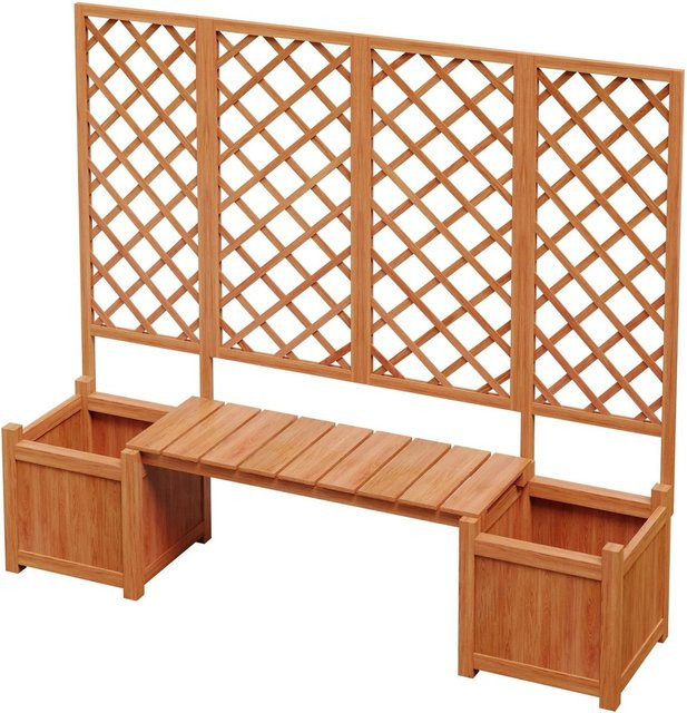 PXloue Pflanzkübel mit Spalier und Sitz aus Massivholz Tanne in Braun, H: 170 cm, B: 42 cm, T: 16,1 cm - Bild 1