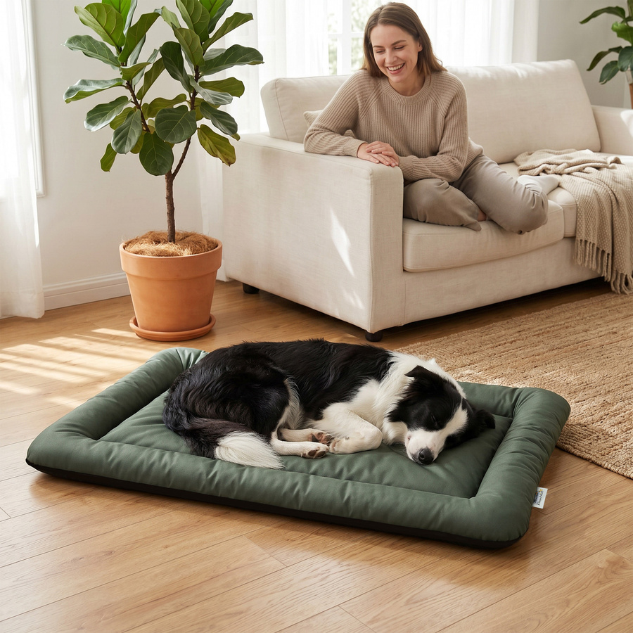 PawHut Hundebett aus Oxford-Gewebe in Grün, wasserdichtes und faltbares Hundekissen mit rutschfester Unterseite für mittelgroße und große Hunde sowie Katzen, B/T/H: 110 x 68 x 6 cm - Bild 2