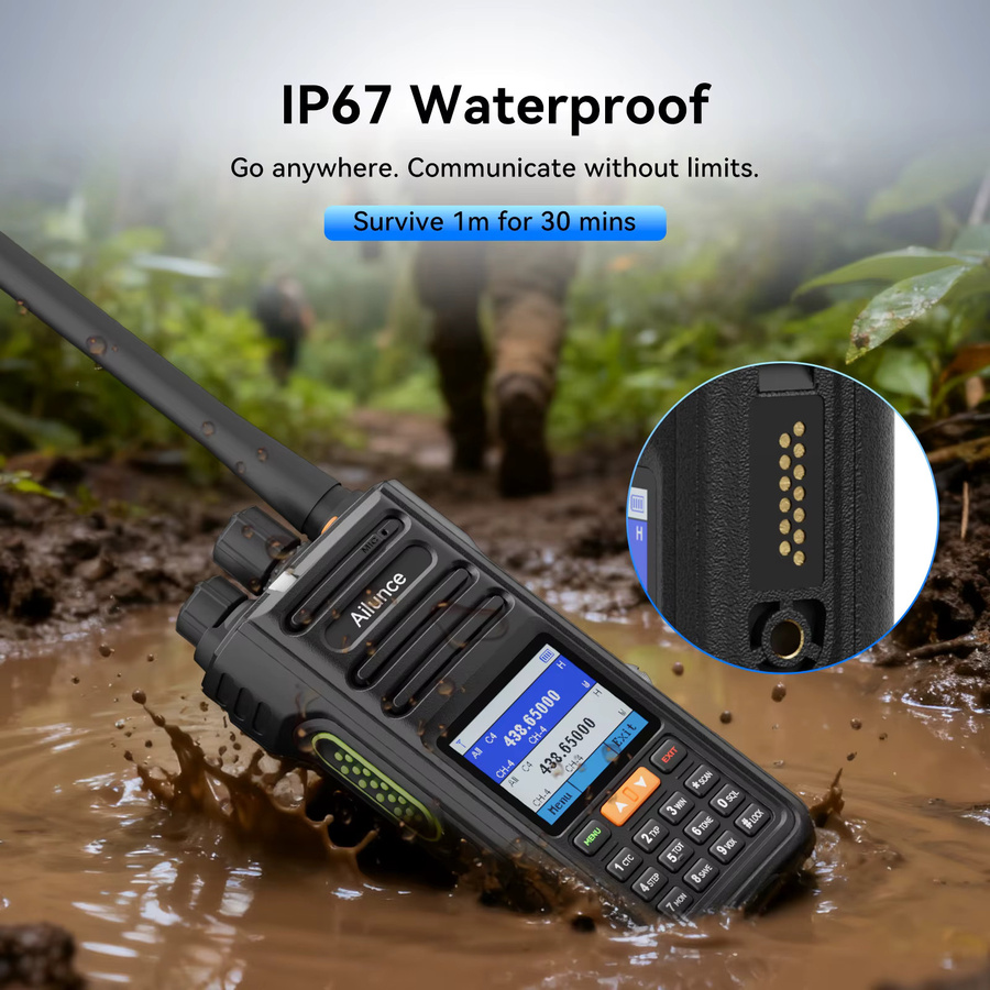 Retevis HA2 Walkie-Talkie in Schwarz mit Dual-Band, GPS, APRS und Bluetooth für App-Programmierung via iOS und Android, IP67 wasserdicht für Outdoor und Business - Bild 3