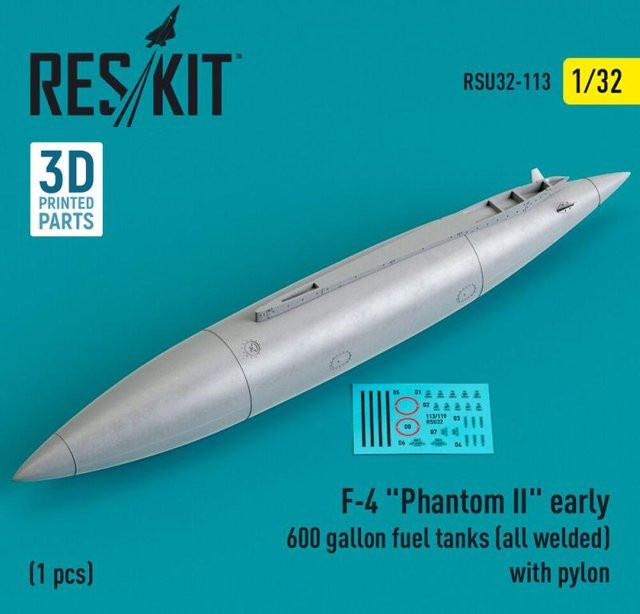 ResKit Models F-4 Phantom II early 600 gallon fuel tanks with pylon, 1-teiliges Set - Bild 1