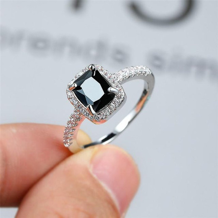 My fine jewelry Verlobungsring, Silberfarbe, Kristall, Schwarz, Damen