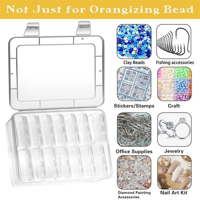 QIAO Perlen-Organizer 15-teilig aus Kunststoff in Transparent mit Klappdeckel B: 16,5 cm, T: 12,0 cm, H: 6,0 cm - Bild 1