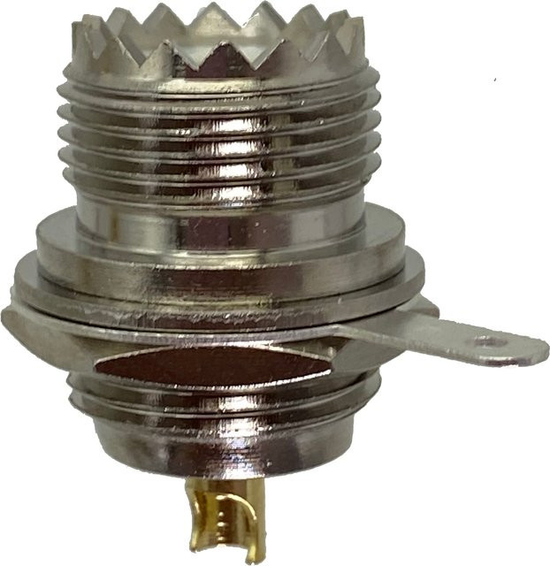 UHF SO239 Weibliche Jackenmutter als Panel Mount RF Koaxial Verbinder aus Messing in Silber - Bild 1