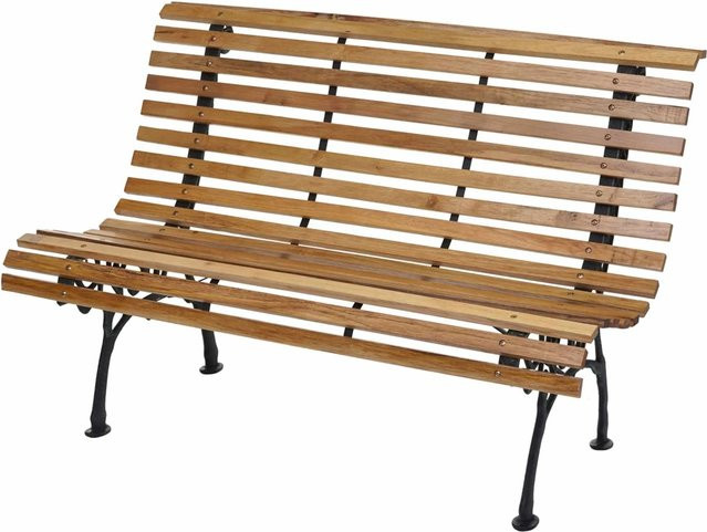 PROREGAL Gartenbank 2-Sitzer aus Kiefernholz und Gusseisen in Hellbraun, H 80 cm x B 122 cm x T 70 cm - Bild 1