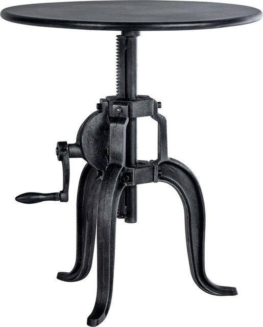CLP Beistelltisch Marcos höhenverstellbar, runder Couchtisch aus Metall in Schwarz Matt, Industrial Stil, Durchmesser: 50 cm - Bild 1