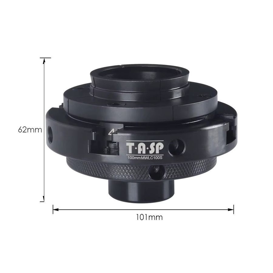 TASP Holzdrehfutter aus Metall mit 4 Backen, 100 mm, Schwarz, Selbstzentrierendes Drehmaschinenzubehör mit M33 x 3,5 Gewinde - Bild 2