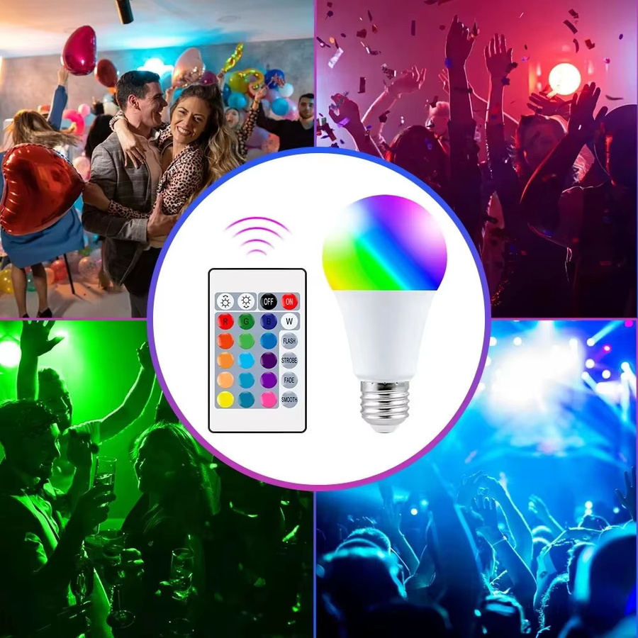 Szaoju RGB LED Glühbirne E27 mit 24-Tasten Fernbedienung, dimmbar, 16 Farben für intelligente Atmosphärebeleuchtung - Bild 3