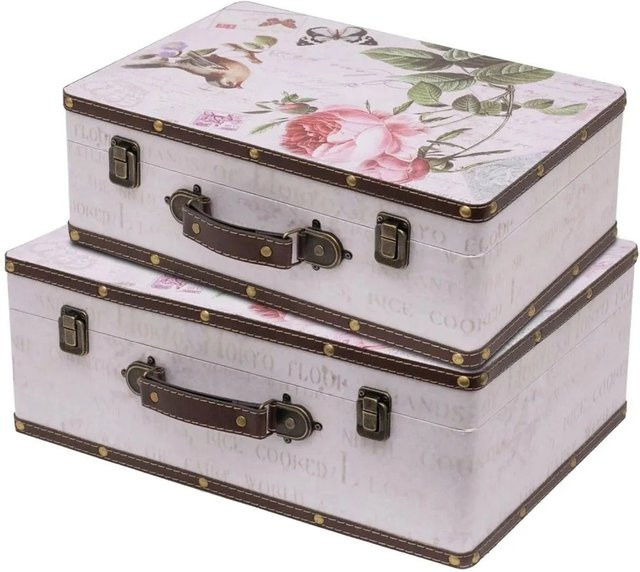 HMF VKO102 Vintage Koffer Truhe Holzkiste 2er Set in Rose - Bild 1