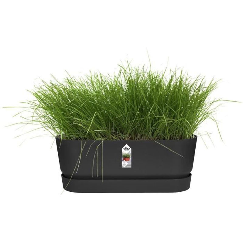 ELHO Ovaler Blumentopf GREENVILLE in Schwarz aus recyceltem Kunststoff, Durchmesser: 49 cm, Höhe: 18,4 cm, Tiefe: 19,8 cm - Bild 2