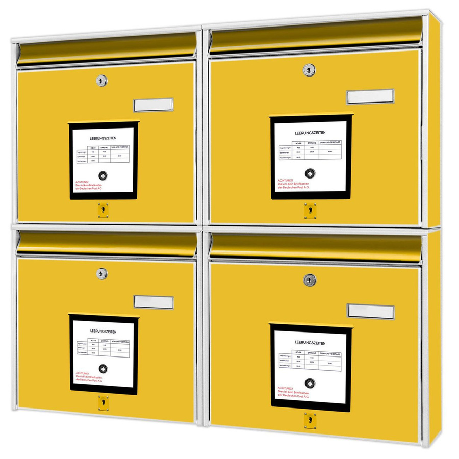 banjado Burg Wächter Briefkastenanlage für 4 Parteien in Weiß, verzinkt und lackiert, B/H/T: 64,5 x 72,5 x 10 cm - Bild 1