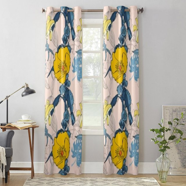 Exotische Fenstervorhänge mit tropischem Blumenmuster von Super Six, semi-transparent, Mehrfarbig, Breite: 135 cm, Höhe: 245 cm - Bild 1