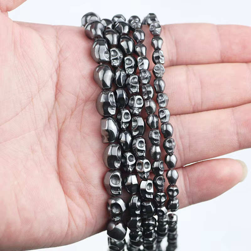 JHNBY Anhänger Naturstein Schwarz, Skelett, Kugeln, Unisex - Bild 5