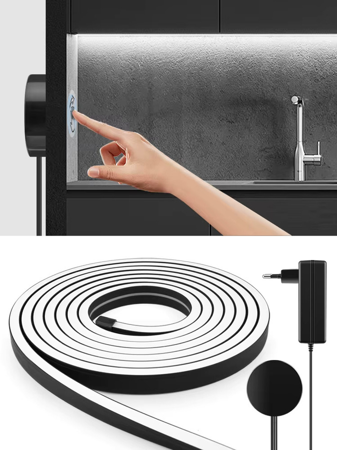Lcamaw Neon Flex LED-Streifen aus Silikon in Schwarz mit warmweißem Licht und dimmbarer Touch-Steuerung inklusive Netzteil - Bild 7