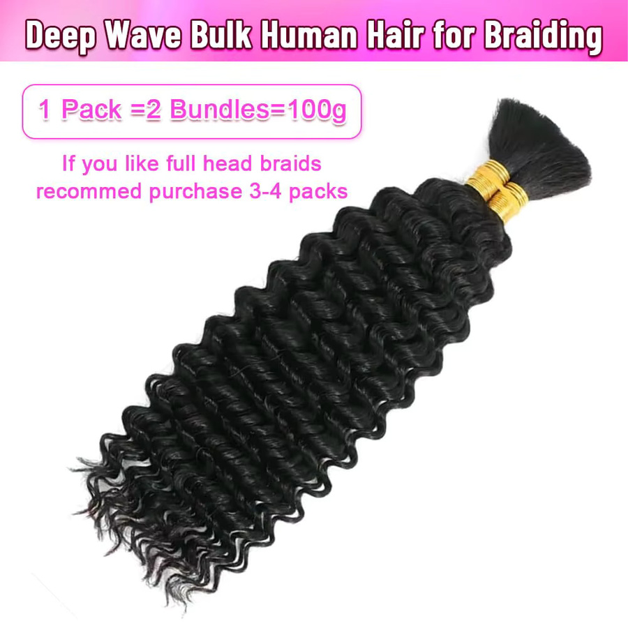 Dula A Hair Boho Braids Echthaar, Tiefes Lockiges Haar, 95g-105g - Bild 4