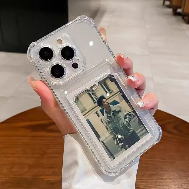 Transparente Handyhülle mit Kartensteckplatz und Stoßfestem Brieftaschenabdeckung für Apple iPhone 16 Pro Max, 15, 14, 13 und weitere Modelle - Bild 1