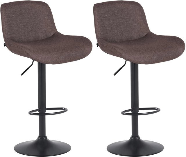 DELUKE 2er Set Barhocker PONOR aus Samt in Dunkelbraun und Schwarz, höhenverstellbar, drehbar mit Lehne, B/T/H: 50 x 50 x 85 cm - Bild 1