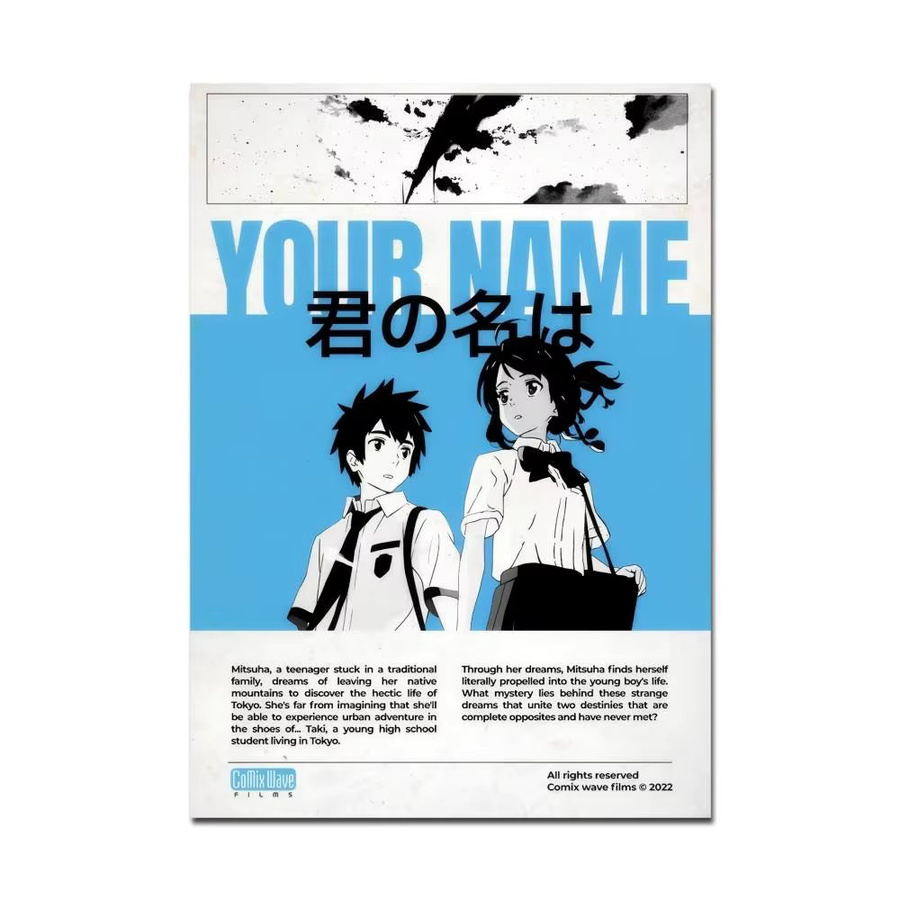 Kayou Anime Your Name Vintage-Poster, selbstklebender Retro-Kraftpapieraufkleber in Mehrfarben für deine Wanddekoration - Bild 7
